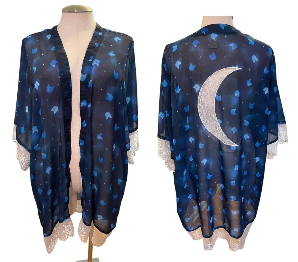 Torrid Sailor Moon Luna Cat Moon Open Front Anime Sheer Kimono Punk Gothic 3X